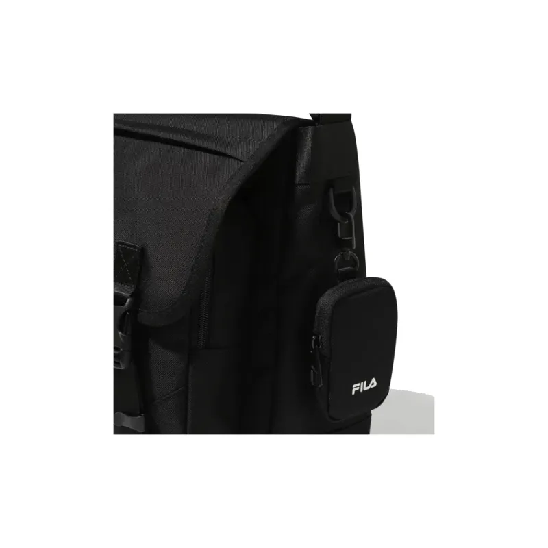 FILA Nylon Messenger Bag, Crossbody Bag, Shoulder Bag Medium Size Unisex Black-3