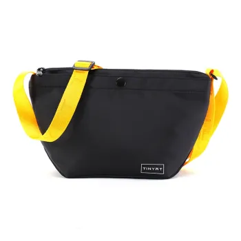 TINYAT Polyester Shoulder Bag Crossbody Bag Small Size Unisex Black/Yellow/Pink
