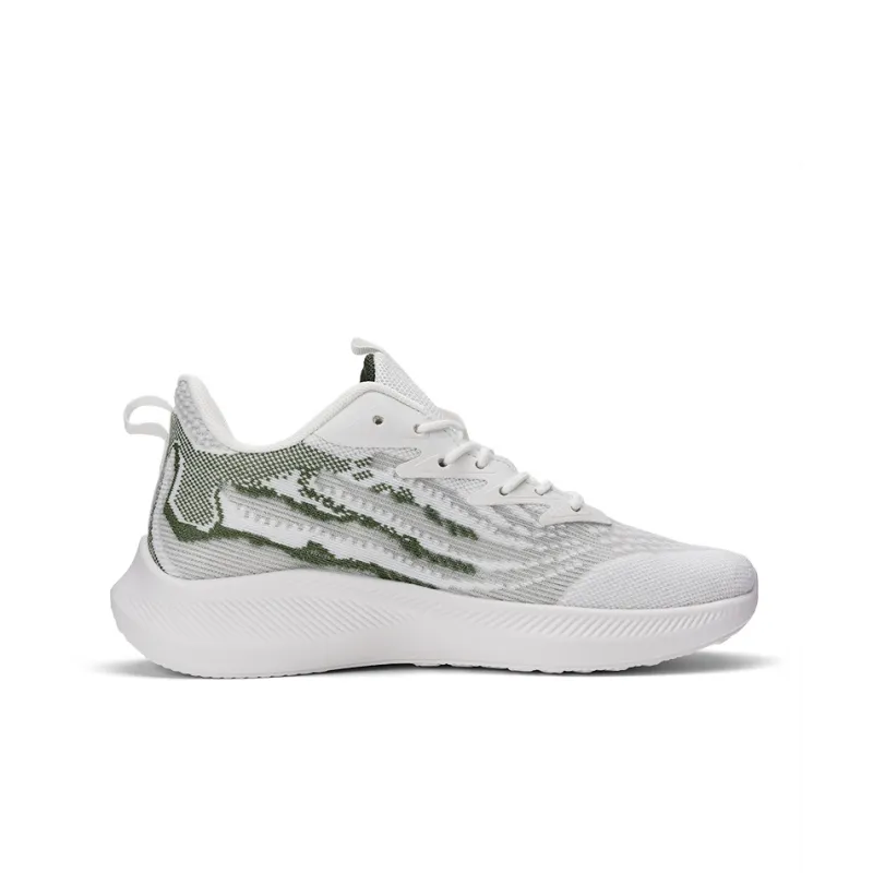 Warrior Wear-Resistant Lightweight Height Increasing Low-Top Running Shoes Men's White Green-2