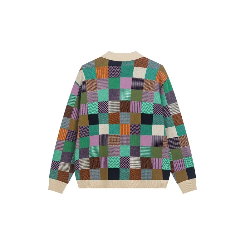 Bosieagender Sweaters Unisex Blue Green Plaid-1