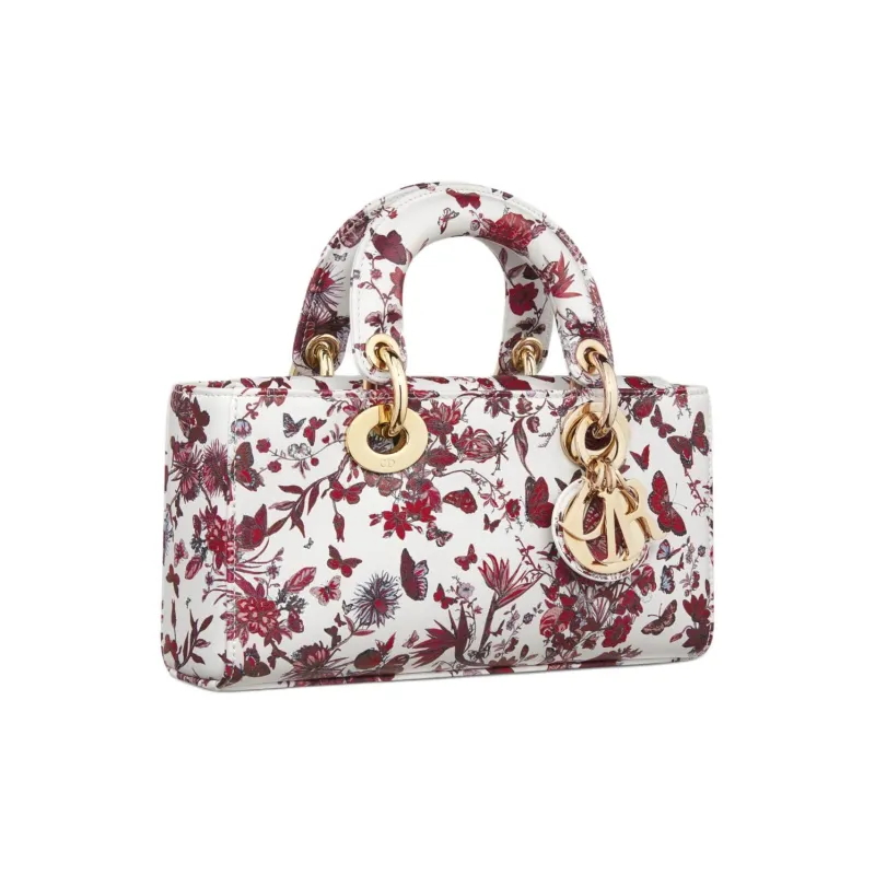 DIOR Lady D JOY Cow Leather Dior Bag Shoulder Bag Crossbody Bag Handbag Small Size Women's White & Red-2