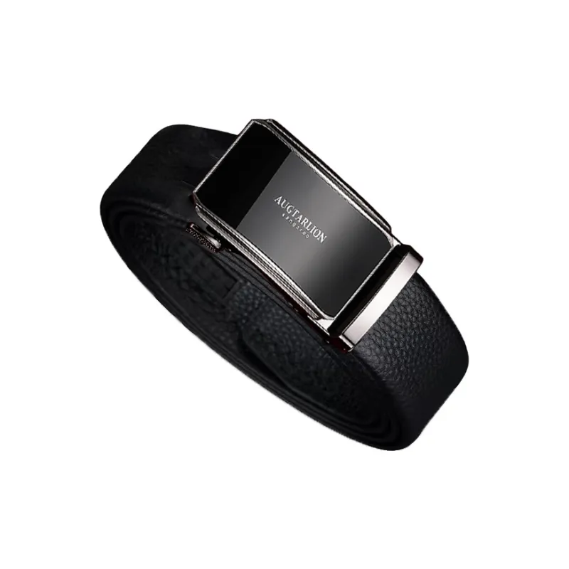 AUGTARLION Casual Versatile Business Suit Automatic Buckle Leather Belts Men's Black 3.5cm-1