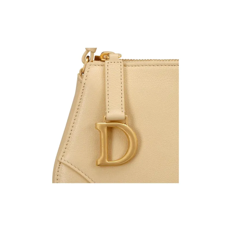 DIOR Sheepskin Clutch Bag Over The Shoulder Women's Light Yellow-4