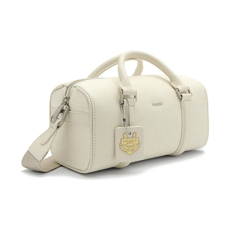 PEDRO Canvas And Microfiber Canvas Bag, One Shoulder Handbag Trumpets Unisex White-1