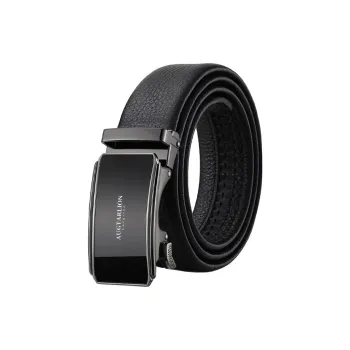 AUGTARLION Casual Versatile Business Suit Automatic Buckle Leather Belts Men's Black 3.5cm