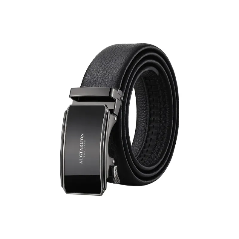AUGTARLION Casual Versatile Business Suit Automatic Buckle Leather Belts Men's Black 3.5cm-0