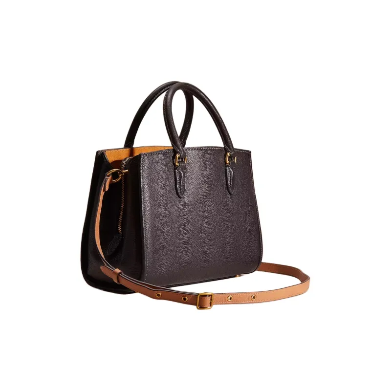 COACH Polished Pebble Leather Tote Bag, Shopping Bag, Shoulder Bag, Crossbody Bag, Handbag Tubas Women's Black-1