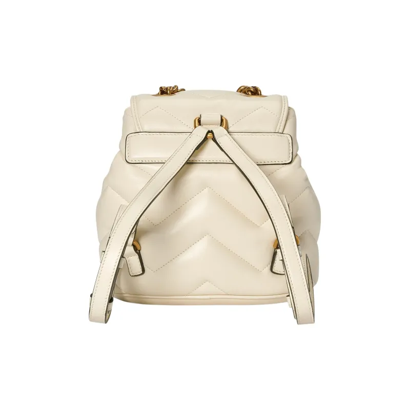 GUCCI GG Marmont Quilted V-Shaped Leather Backpack Women's White-3