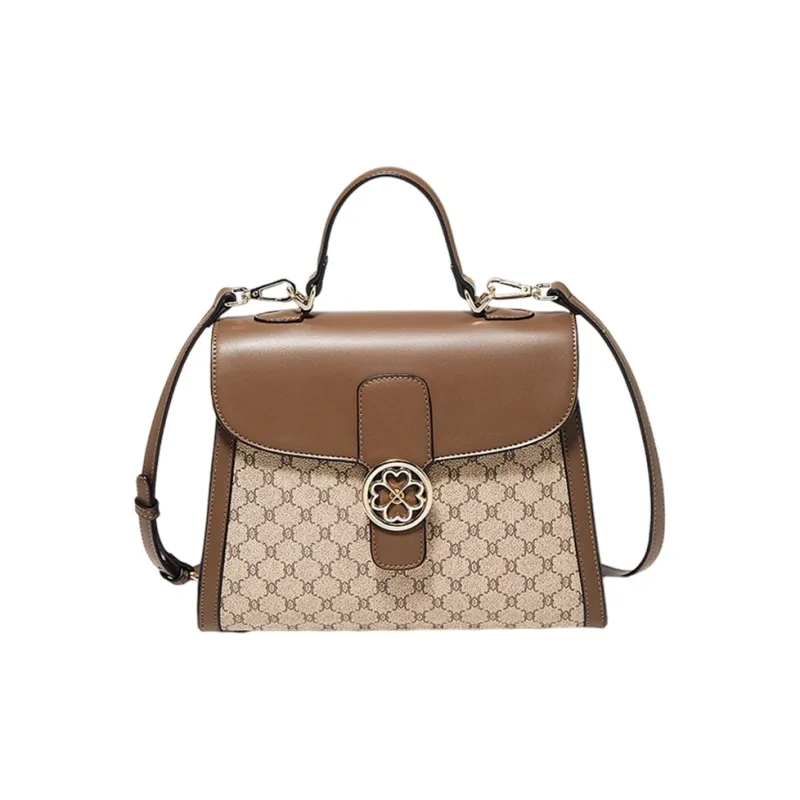 Marino Orlandi Synthetic Leather Shoulder Bag Crossbody Bag Medium Size Women's Coffee/Khaki-9