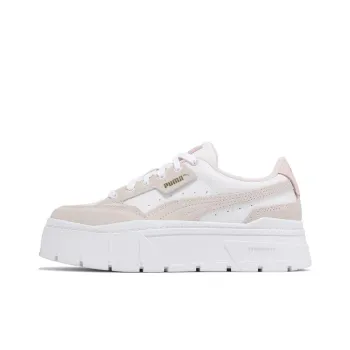 PUMA Mayze Stack Terry Slip Resistant Cushioning Low Top Skateboard Shoes Women's Beige White Pink