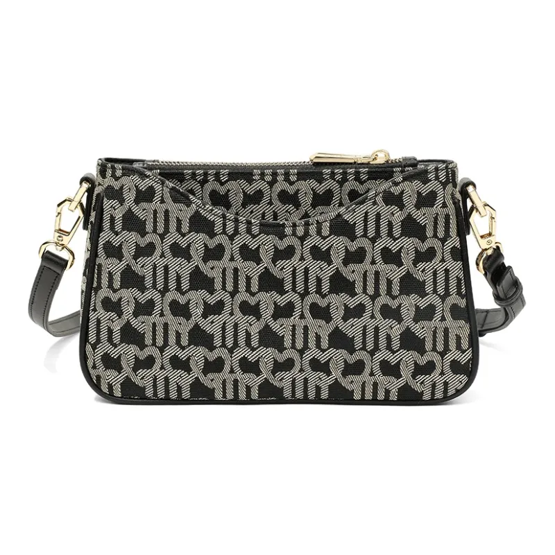 Teenmix Canvas Microfiber Synthetic Leather Canvas Bag Shoulder Bag Crossbody Bag Medium Size Women's Black/Dark Blue-9