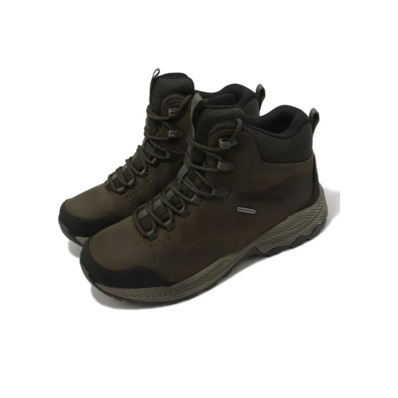 MERRELL Forestbound Mid WP Cushioning Wear-Resistant High-Top Hiking Shoes Men's Army Green-2