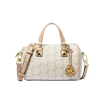 MICHAEL KORS Grayson Artificial Leather Boston Bag Handbag Shoulder Bag Crossbody Bag Small Size Women's Vanilla White