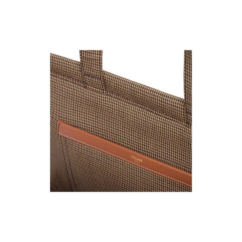 CELINE Cabas Thais Fabric Tote Bag, Shopping Bag, Handbag Tubas Women's Brown & Dark Brown-4