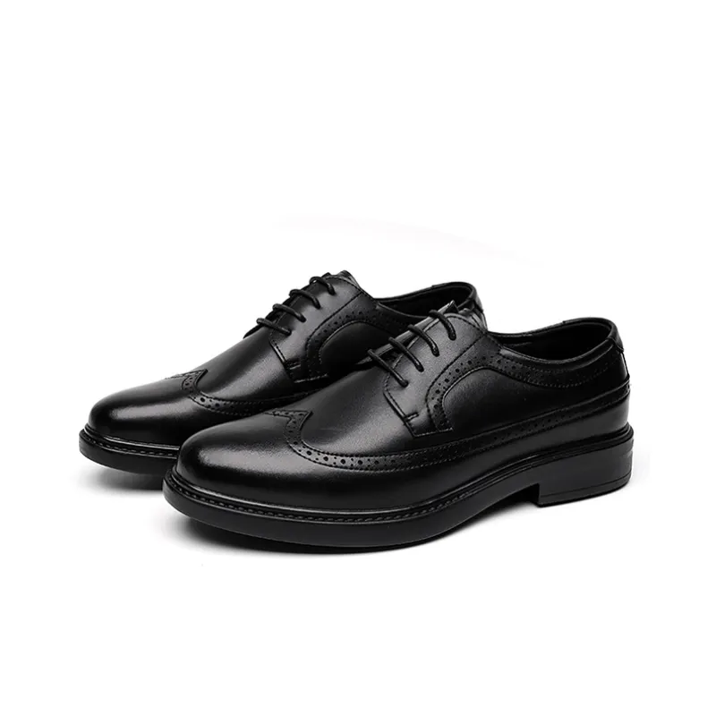 GZZ Dress Shoes Men Low Top Black-2