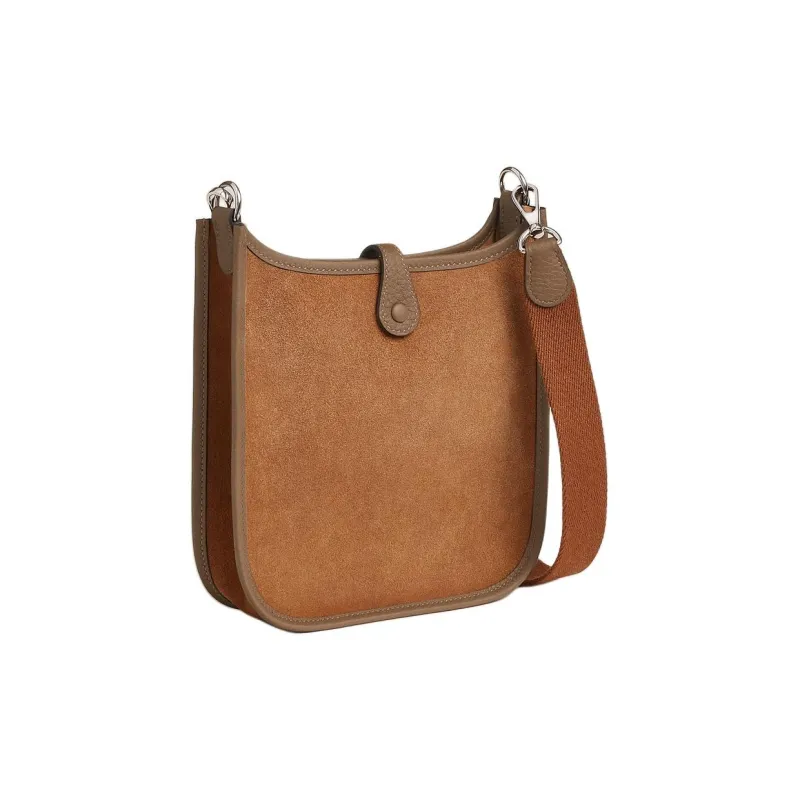 HERMES Evelyne Grizzly Calfskin Combo Clemence Bullock Leather Crossbody Bag Shoulder Bag Women's Rock Ram Brown & Gold-2