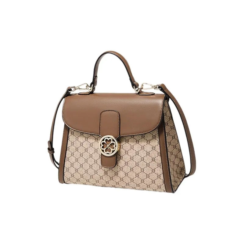 Marino Orlandi Synthetic Leather Shoulder Bag Crossbody Bag Medium Size Women's Coffee/Khaki-8