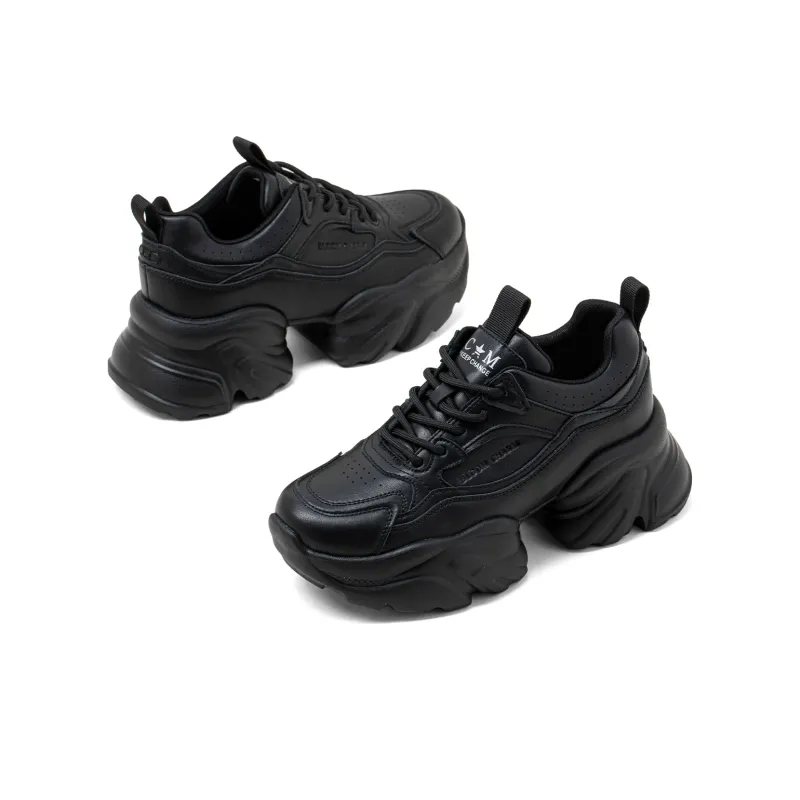 COMELY Chunky Sneakers Women's Low Top Black/Ecru-2