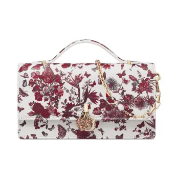 DIOR Cow Leather Shoulder Bag Crossbody Bag Handbag Mini Women's White & Red