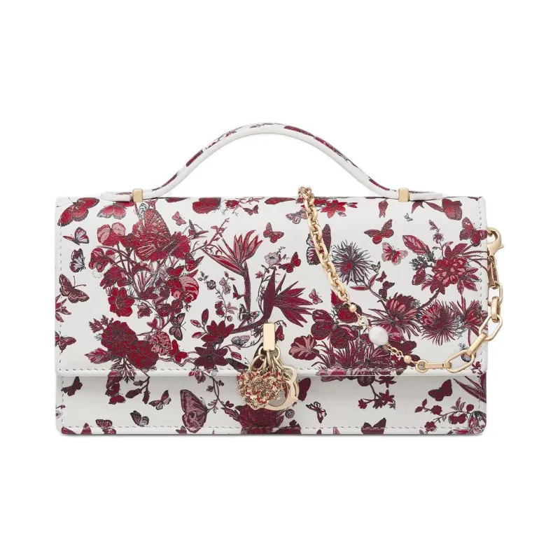 DIOR Cow Leather Shoulder Bag Crossbody Bag Handbag Mini Women's White & Red-0