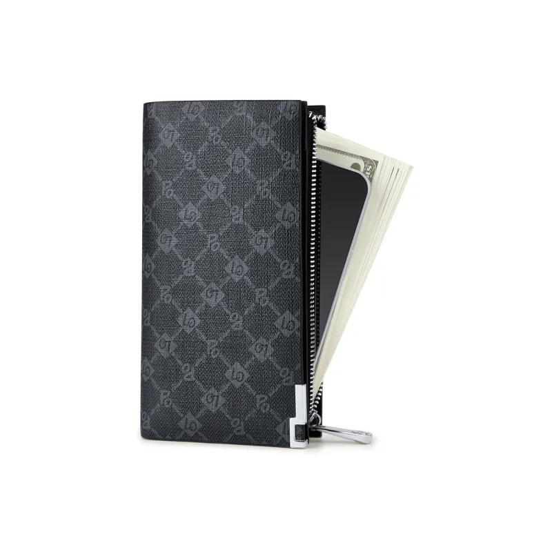 WilliamPOLO PVC Anti Theft Multi Compartment Ticket Clip Cell Phone Wallet Clutch Regular Men's Black-2
