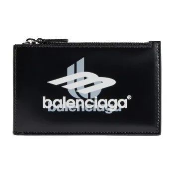 Balenciaga Calfskin Card Holder Large Size Men's Black & White