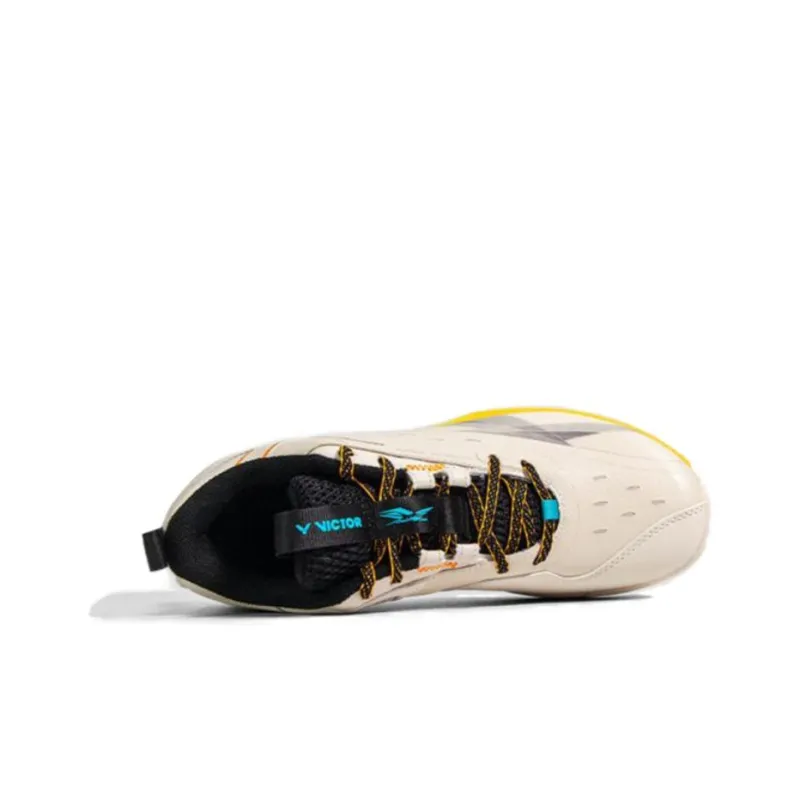 VICTOR Cushioned Wear Resistant Breathable Low Top Badminton Shoes Unisex White Gold-2