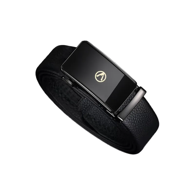 AUGTARLION Fashion Mirror Finish Automatic Buckle Versatile Business Casual Leather Belts Men's Black Width  3.5cm-2