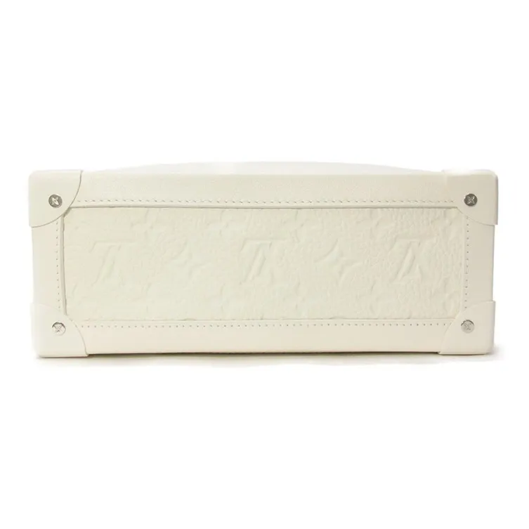 LOUIS VUITTON SOFT TRUNK Little Bull Leather Box Bag Messenger Bag Handheld Shoulder Bag Crossbody Bag Men's White-3