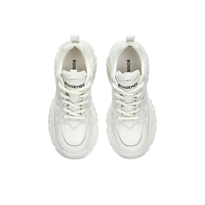 BOIGEMES Low Top Chunky Sneakers Men's White-3
