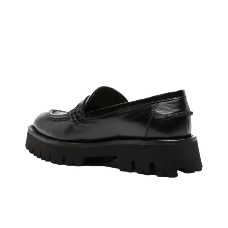 MOSCHINO Logo-lettering Chunky Leather Loafers-4