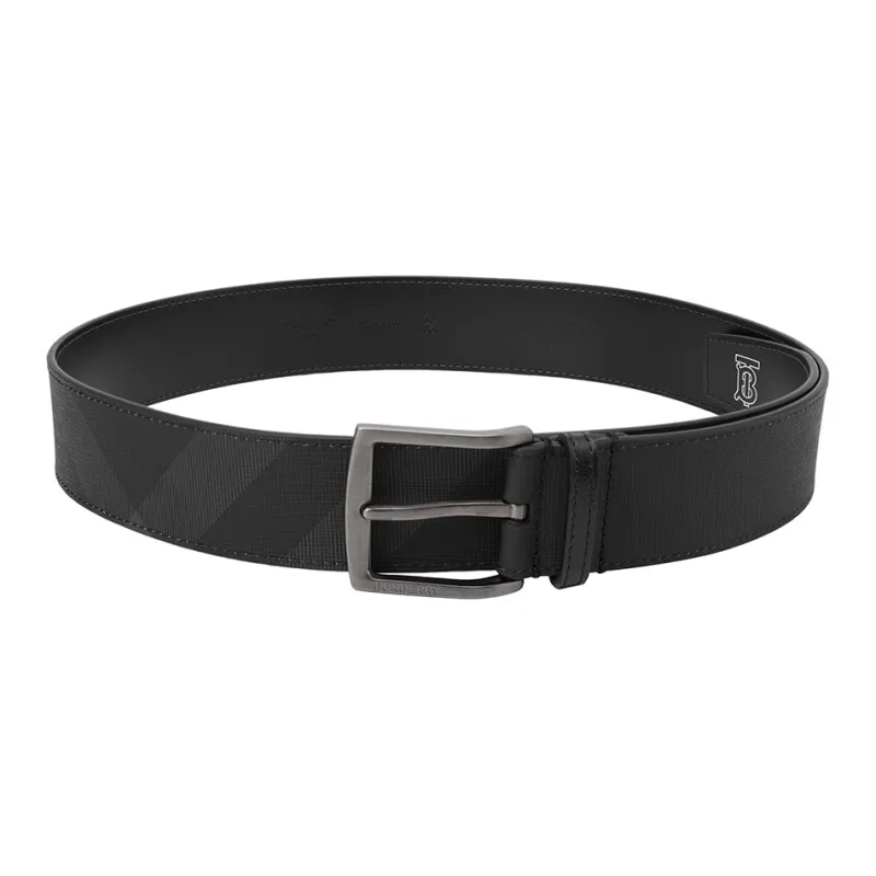 Burberry Classic Plaid With Leather Belts Men's Black Width  4cm-1