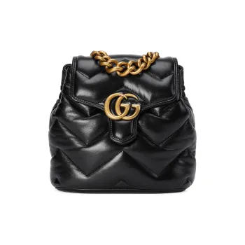 GUCCI GG Marmont Quilted V Shaped Leather Backpack Women's Black