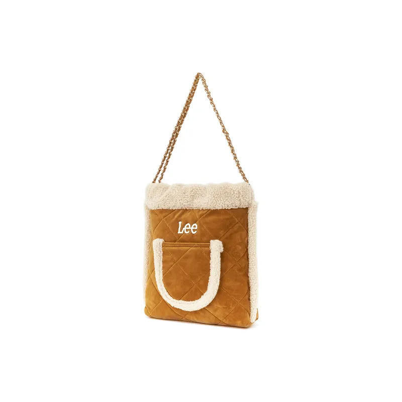 Lee Fabric Chain Bag, Hobo Bag, Shoulder Bag Large Size Women's Coffee-3