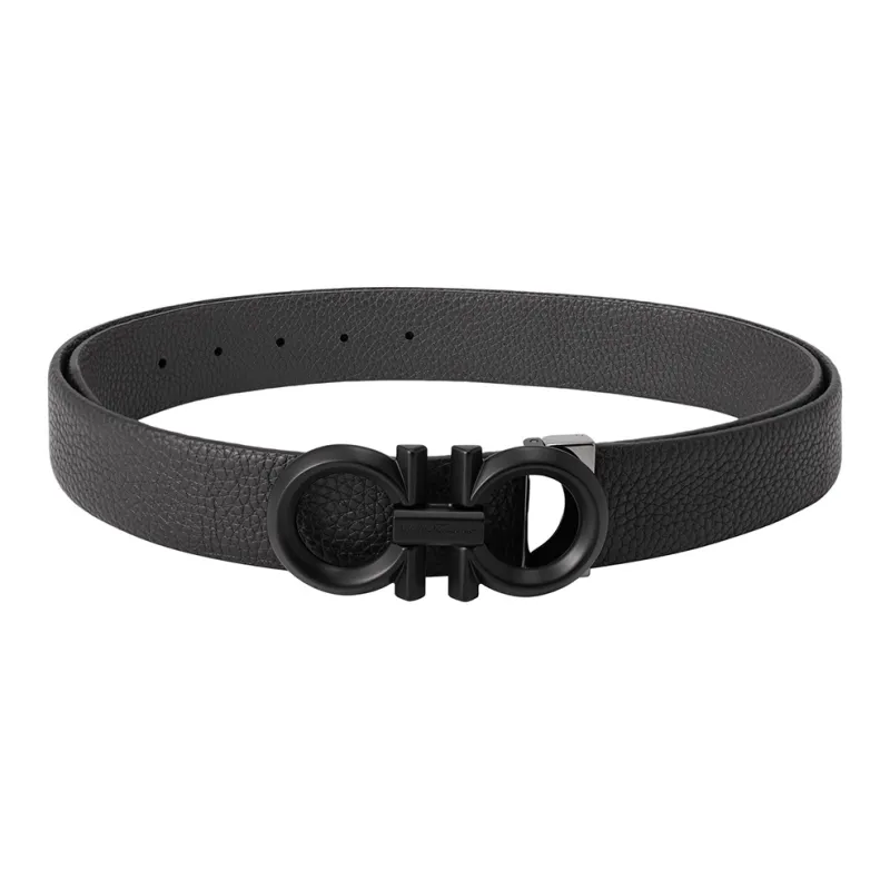 FERRAGAMO Cow Leather Leather Belts Men's Black Width  3.5cm-1