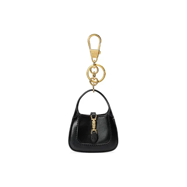 GUCCI Jackie 1961 Leather Keychain Charm Bag Accessory Women's Black-0