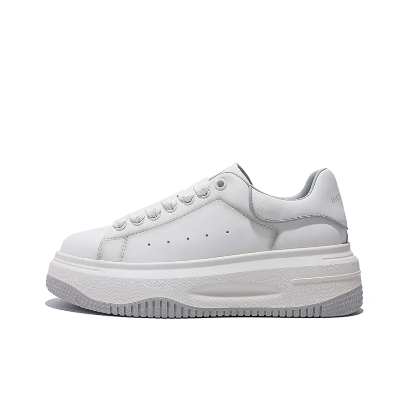 Junjali Wear Resistant Lightweight Height Increasing Low Top Casual Shoes Women's White Gray-0