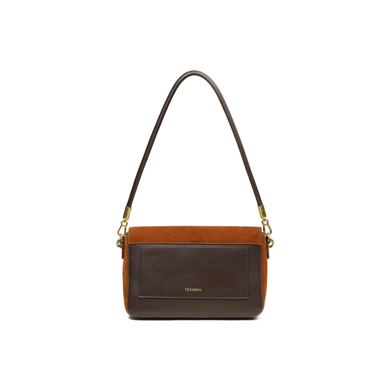 Teenmix Cow Leather Messenger Bag, Shoulder Bag, Crossbody Bag Medium Size Women's Black/Red Brown/Khaki-15