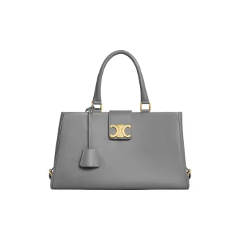 CELINE Soft Cow Leather Shoulder Bag Crossbody Bag Handbag Medium Size Women's Zinc Color