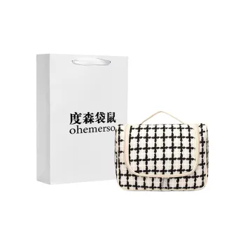 Dusen Kangaroo Fabric Handbag, Cosmetics Storage Bag, Toiletry Bag Regular Women's Black/White