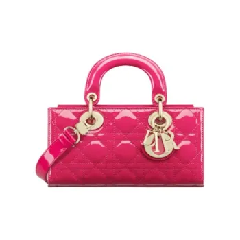 DIOR Lady D-JOY Patent Leather Cowhide Dior Bag Shoulder Bag Crossbody Bag Handbag Small Size Women's Purple Pink