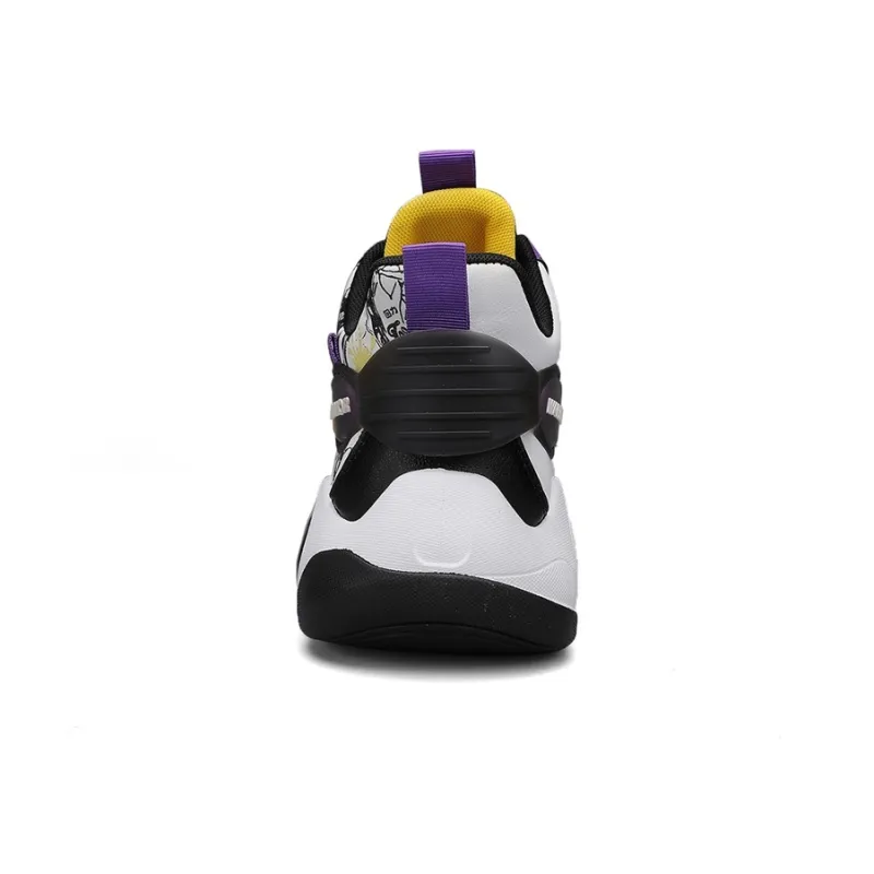 Warrior Cushioning Anti-Slip Wear-Resistant Height Increasing Warm High-Top Basketball Shoes Men's White Blue-16