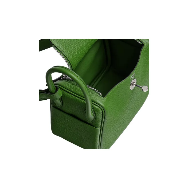 HERMES Lindy Clemence Bullock Leather Handbag Shoulder Bag Crossbody Bag Mini Women's A8 Yuka Ribbon Green-3