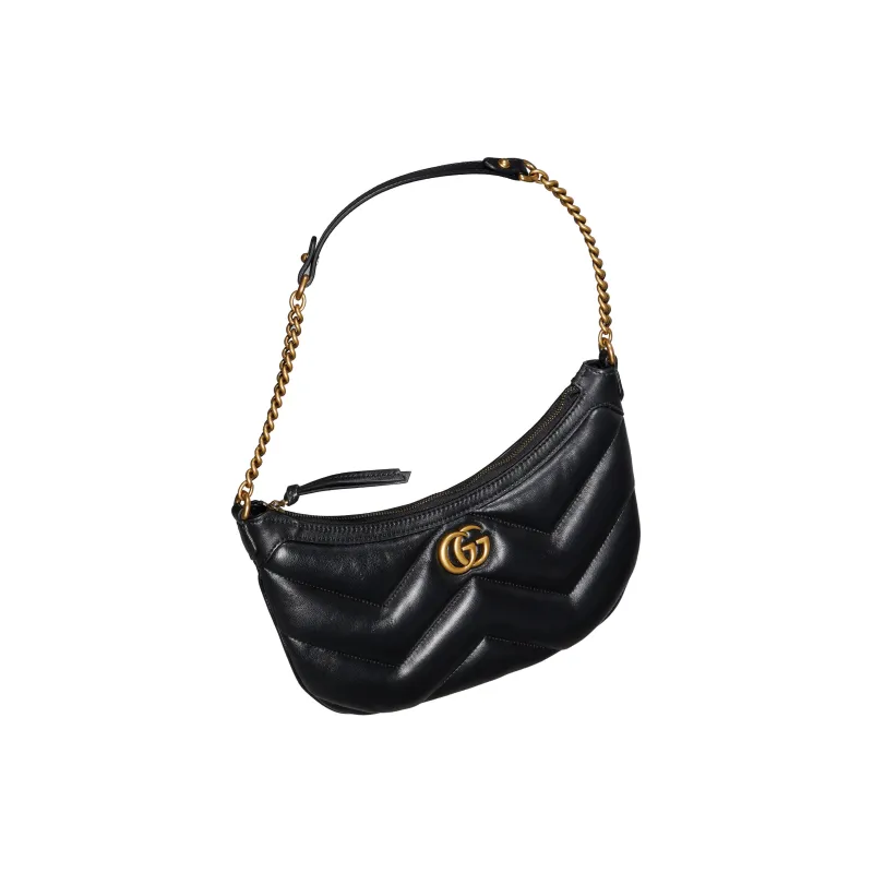 GUCCI GG Marmont Quilted V Shaped Leather Handbag Shoulder Bag Women's Black-7