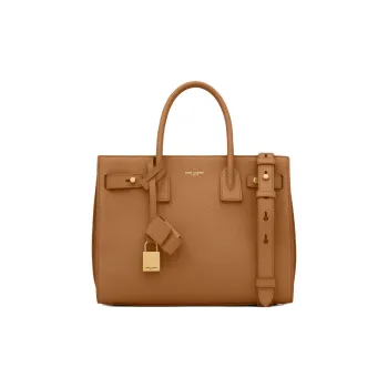 SAINT LAURENT SAC DE JOUR Calfskin Shoulder Bag Crossbody Bag Handbag Men's Cinnamon