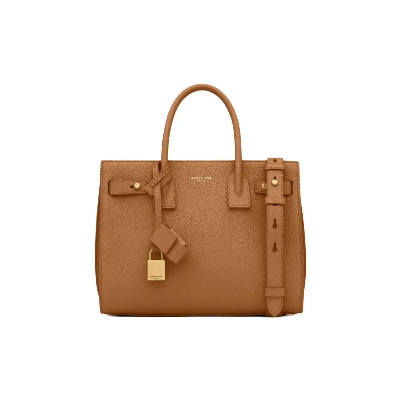 SAINT LAURENT SAC DE JOUR Calfskin Shoulder Bag Crossbody Bag Handbag Men's Cinnamon-0