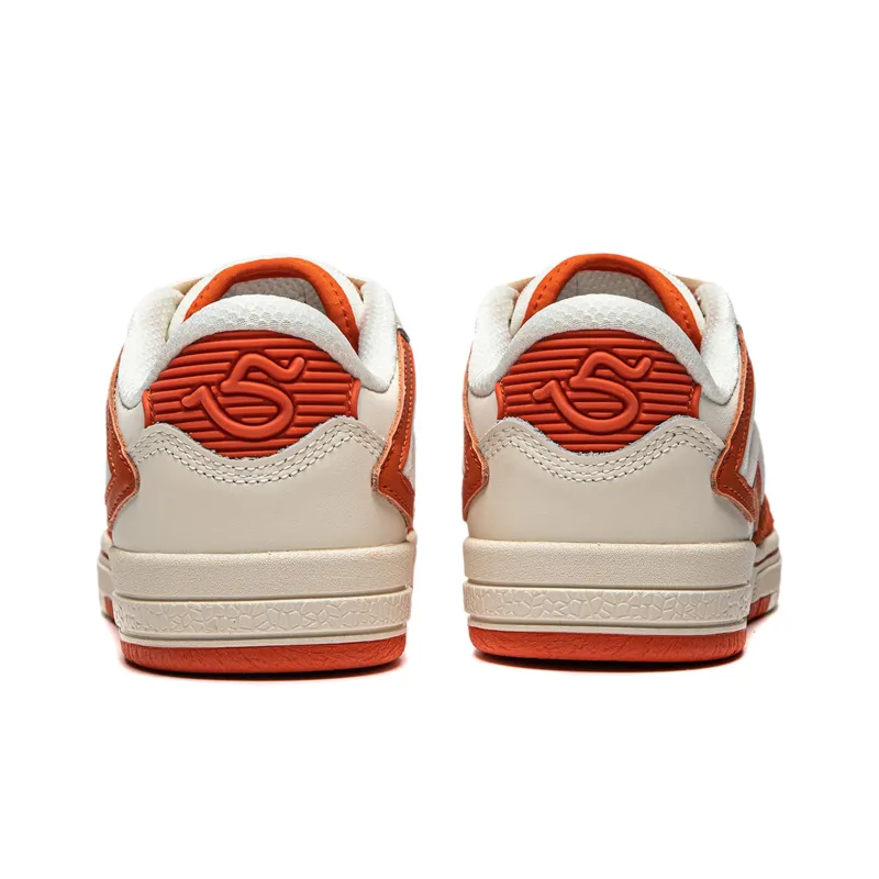 LiNing Wave Pro S Wear Resistant Low Top Skateboard Shoes Women's Beige White Orange-5
