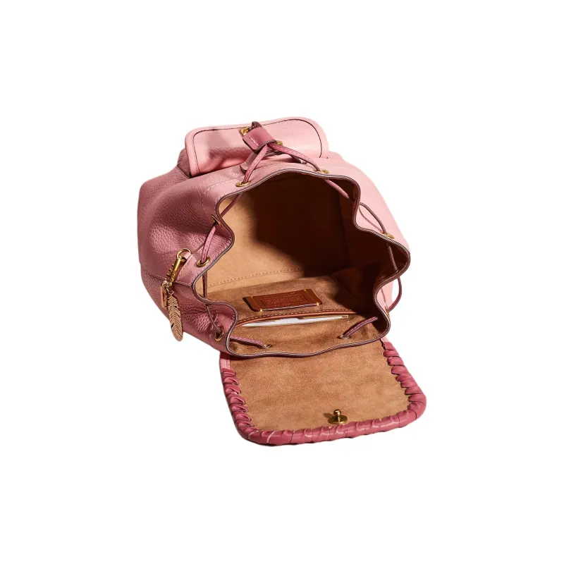 COACH Riya Soft Pebble Leather, Glove Tanned Leather Backpack Trumpets Women's Pink-2