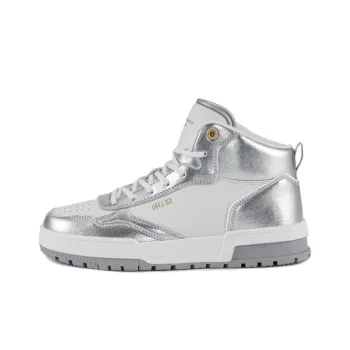 SAM EDELMAN PATSY Mid Top Skateboard Shoes Women's White Silver