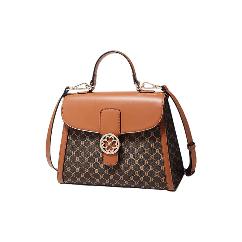Marino Orlandi Synthetic Leather Shoulder Bag Crossbody Bag Medium Size Women's Coffee/Khaki-1